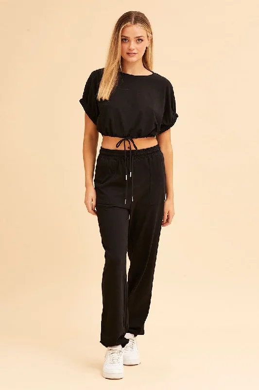 Fashion Forward Femininity Black Jamie Cotton Jersey Lounge Pants