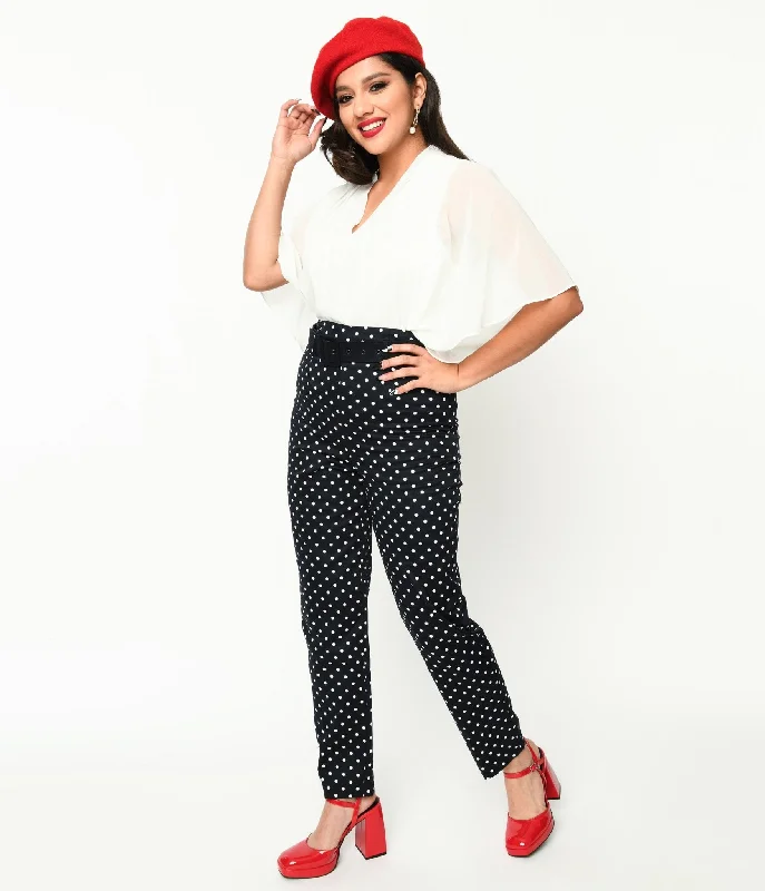 Signature Style Essentials Collectif Black & White Polka Dot Belted Thea Pants