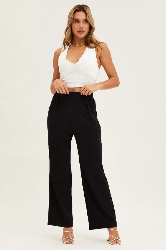 Sale On Sale Black Pants High Waist Wide Leg