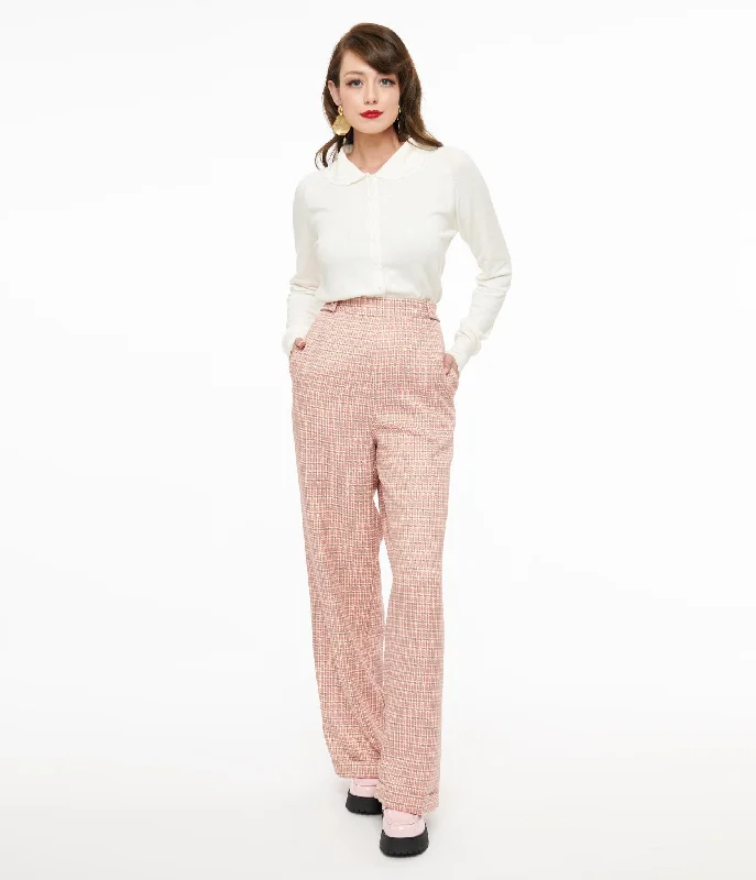 Season Offer 1940s Pink Check Ruby Trousers