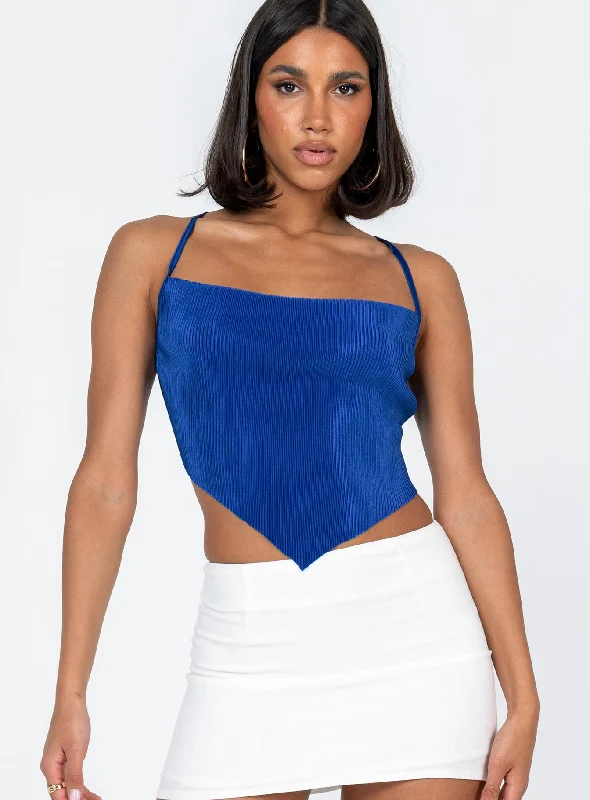 Summer Sale Julia Plisse Top Blue