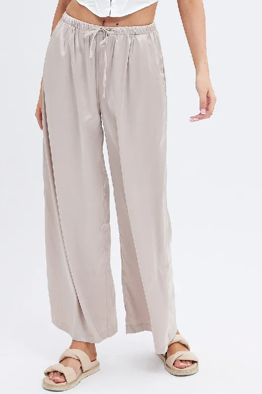 Best Deals Of The Season Beige Wide Leg Pants High Rise