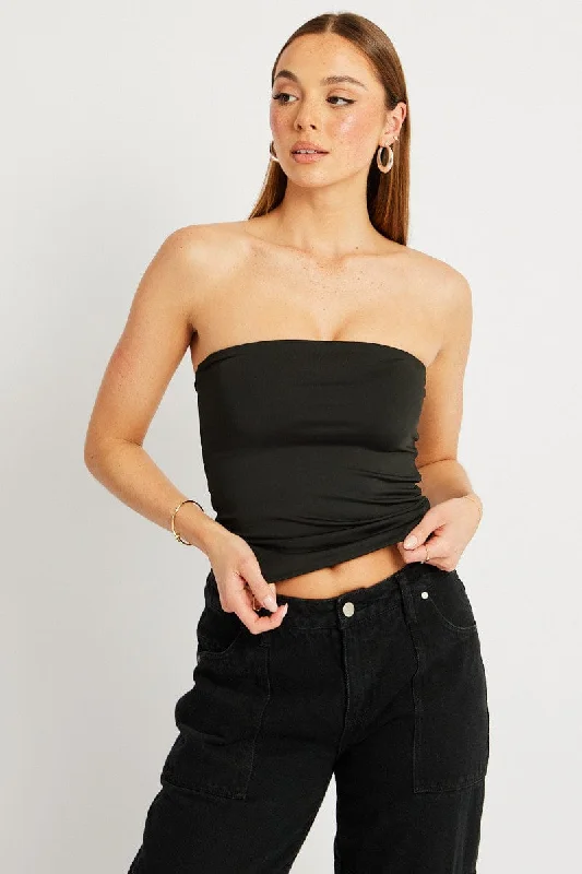 Women's Evening Wear Black Bandeau Top