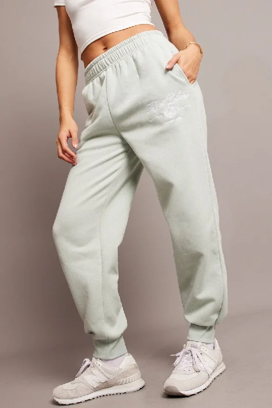 Summer Sale Green Track Pants High Rise