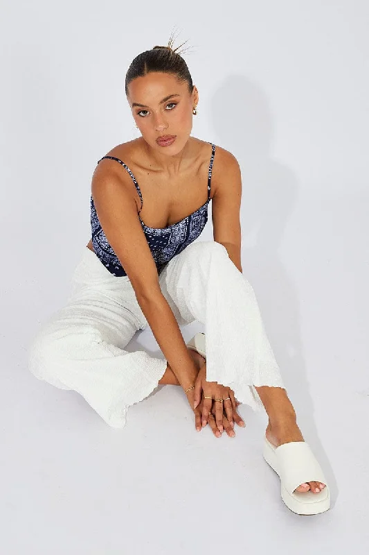 Flash Sales Today White Wide Leg Pants High Rise