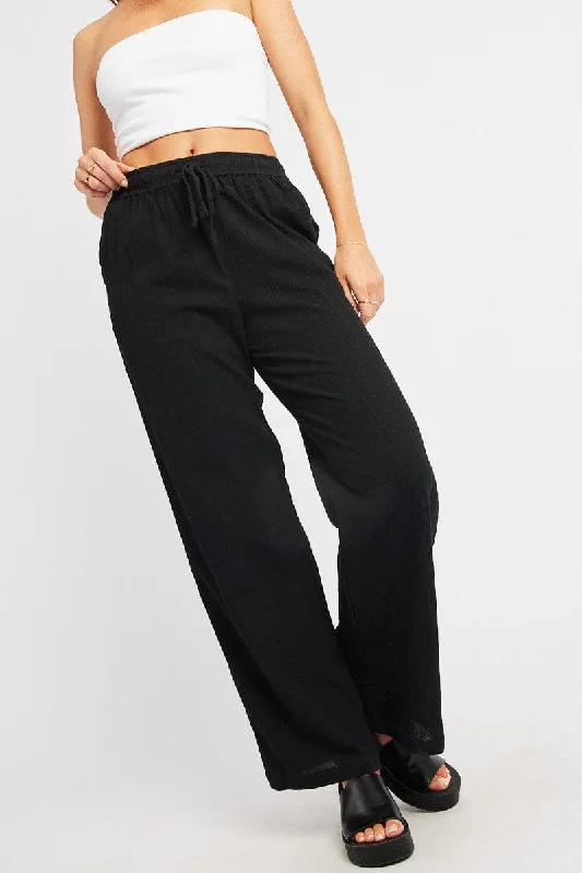 Sophisticated Fashion Black Wide Leg Pants High Rise