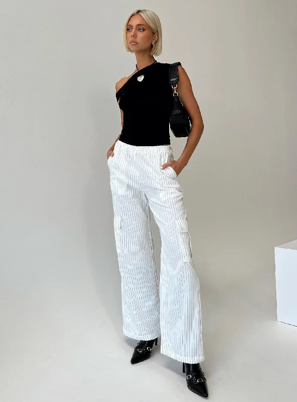 Outfits Ideas Lista Elastic Pocket Pants White Pinstripe