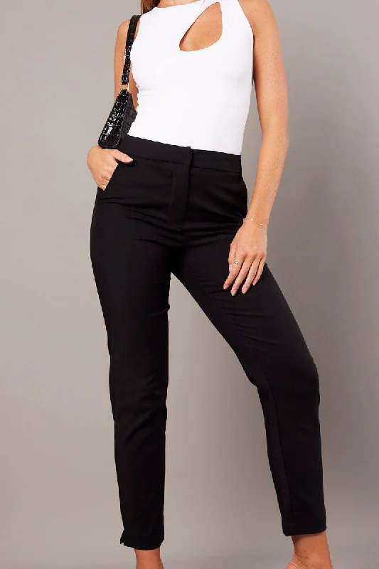 Earthy Tones Black Slim Pants High Rise