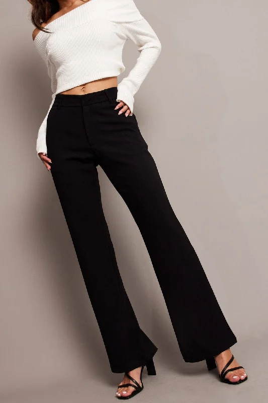 Exclusive Sale Black Flare Leg Pants Mid Rise