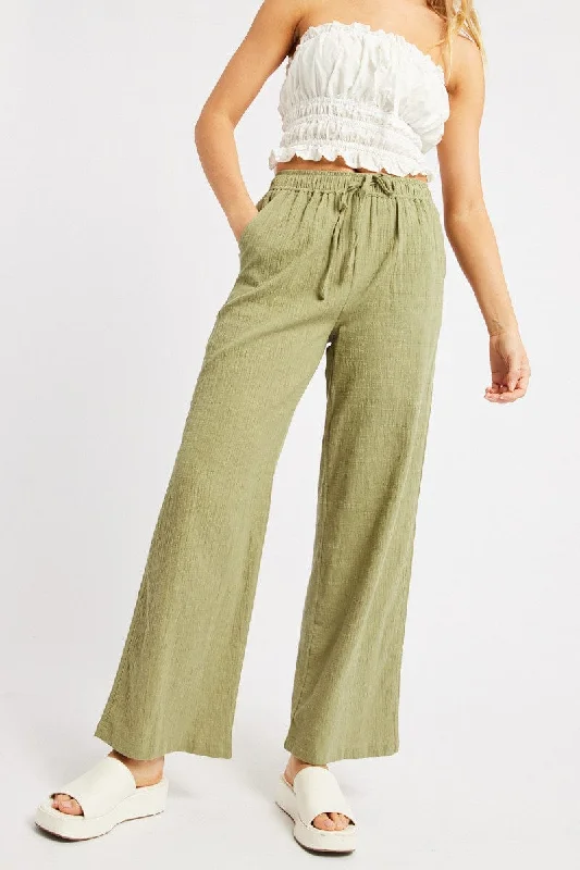 Must-Have Styles Green Wide Leg Pants High Rise