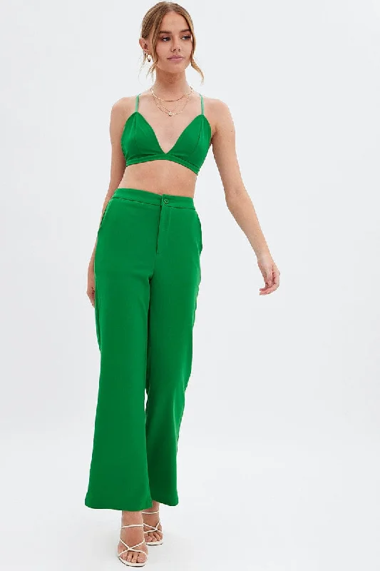 Flash Discount Green High Waist Pants