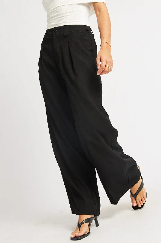 Women's Online Clothing Boutique Black Wide Leg Pants High Rise