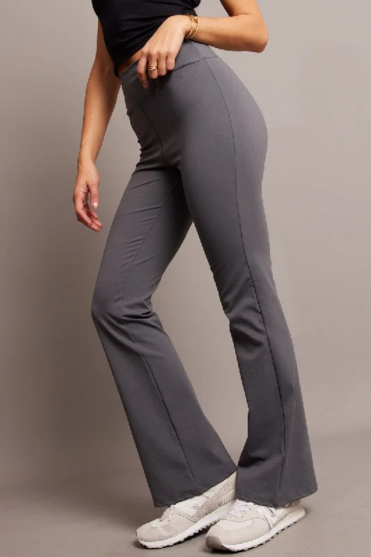 Gift Ideas Grey Flared Leggings High Rise Pants