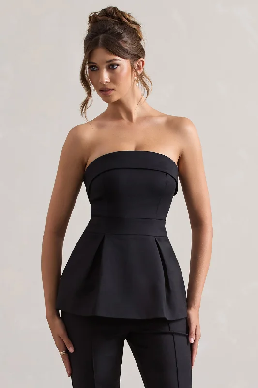 Online Boutiques Affordable Arrow | Black Strapless Tailored Top