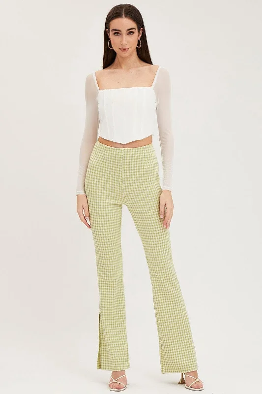 Special Offers, Don't Miss Check Flare Pants High Rise