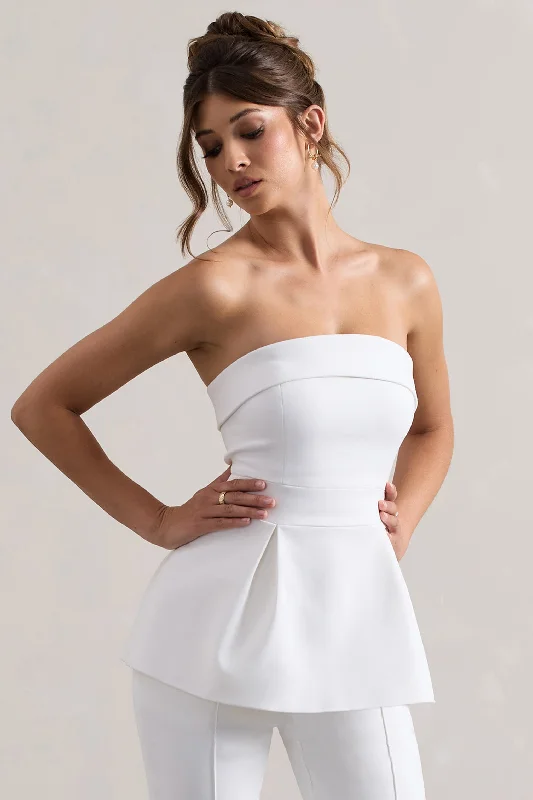 Best Online Clothing Boutiques Arrow | White Strapless Tailored Top