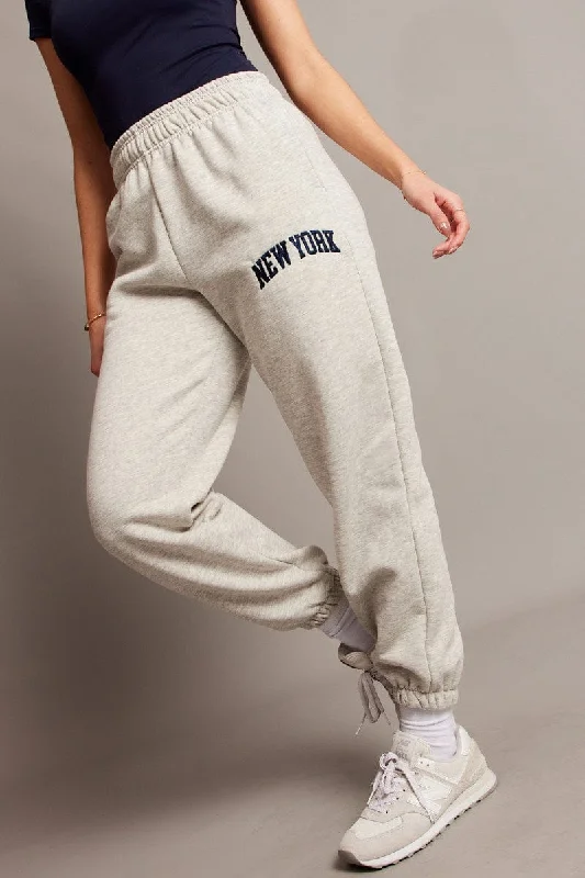 Trendy Women's Wear Grey Track Pants High Rise