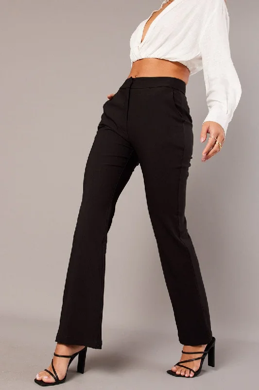 Casual Chic Black Slim Pants High Rise