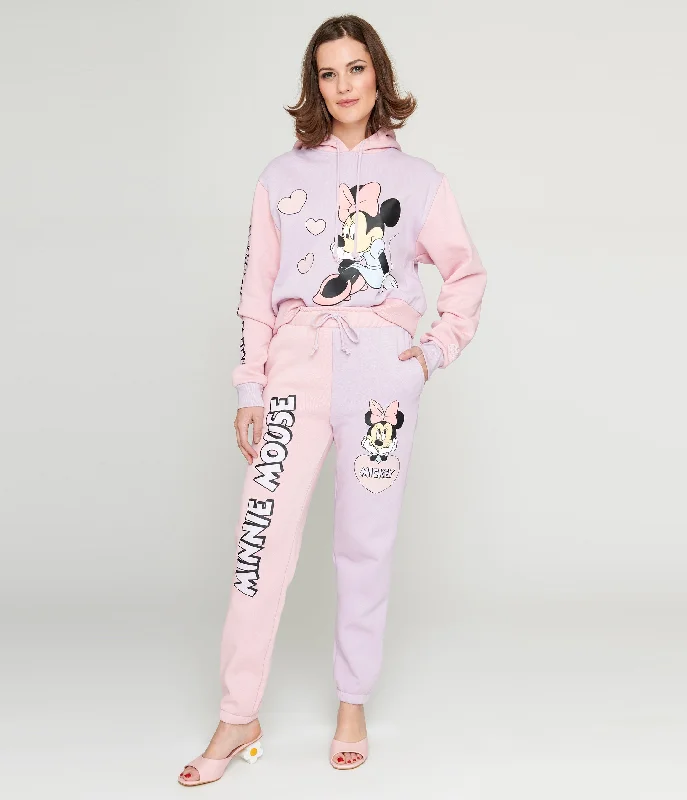 Unleash Your Trend Driven Style Cakeworthy Pink & Purple Colorblock Minnie Mouse Joggers