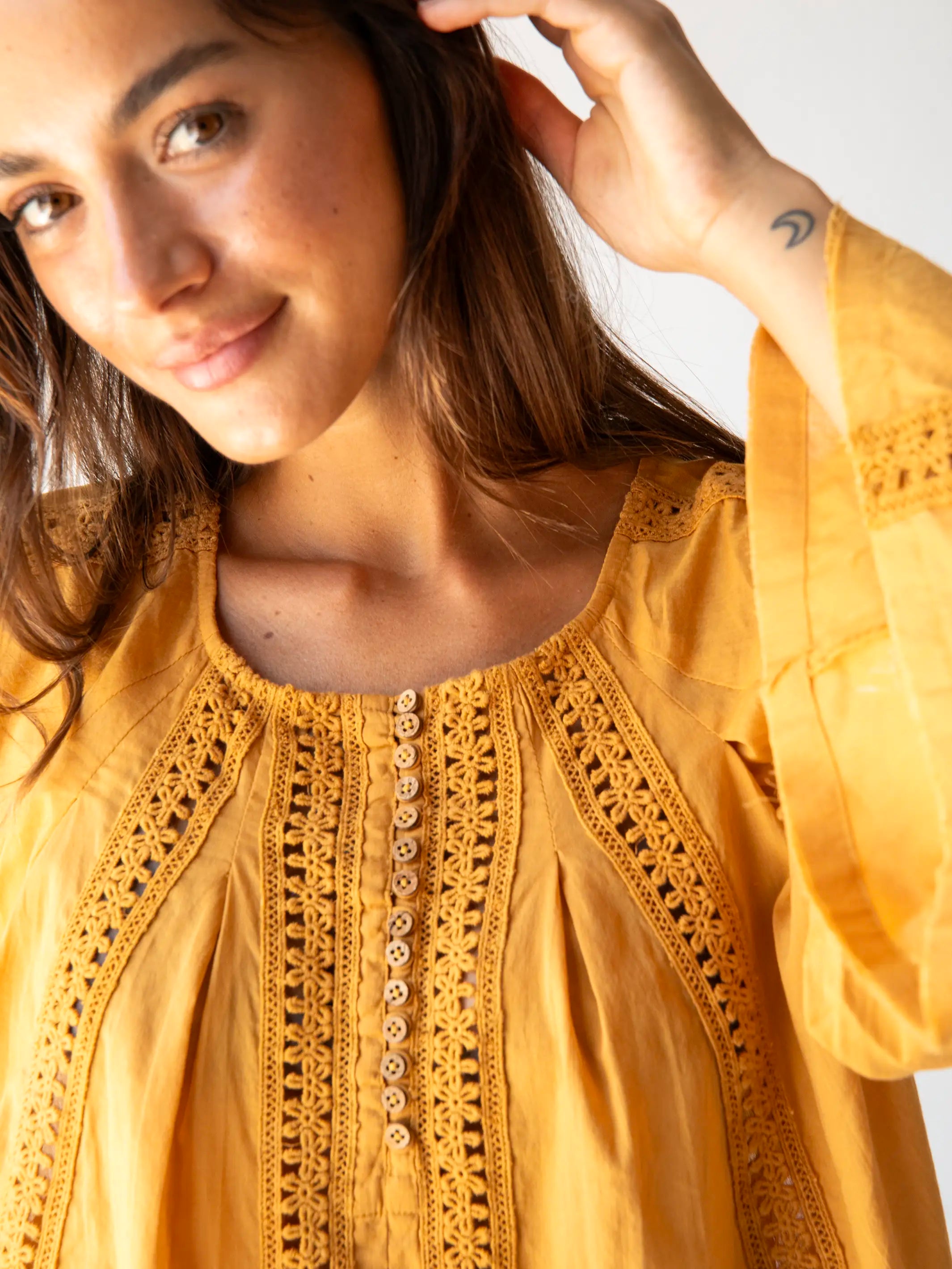 Comfort Centric Apparel Emma Crochet Top - Honey