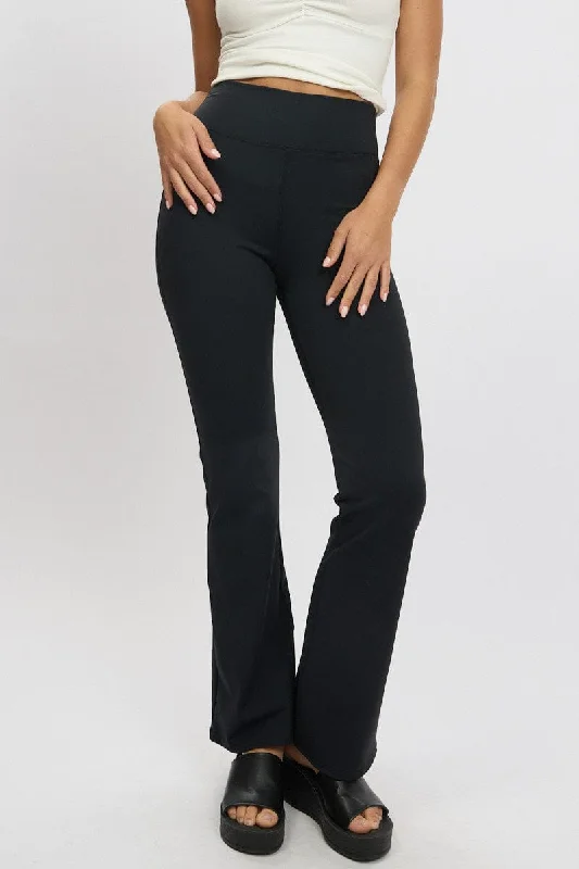 Big Sale Event Black Flared Leggings High Rise Pants