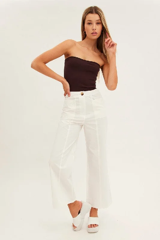 Clothes For Sale White Wide Leg Pants High Rise Cotton