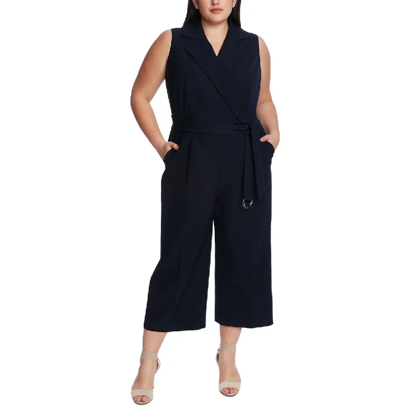 Eclectic Fashion Vince Camuto Womens Belted Notch Collar Jumpsuit