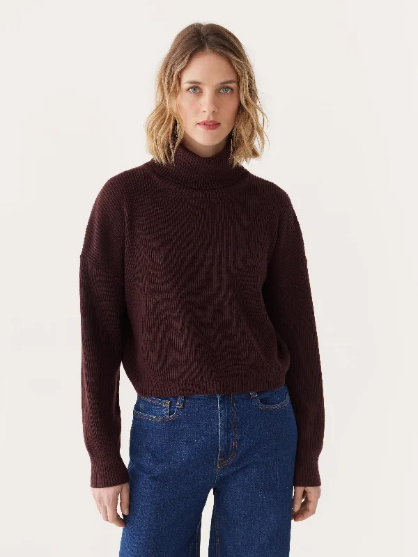 Redefining Women's Style The Merino Turtleneck Sweater in Dark Brown