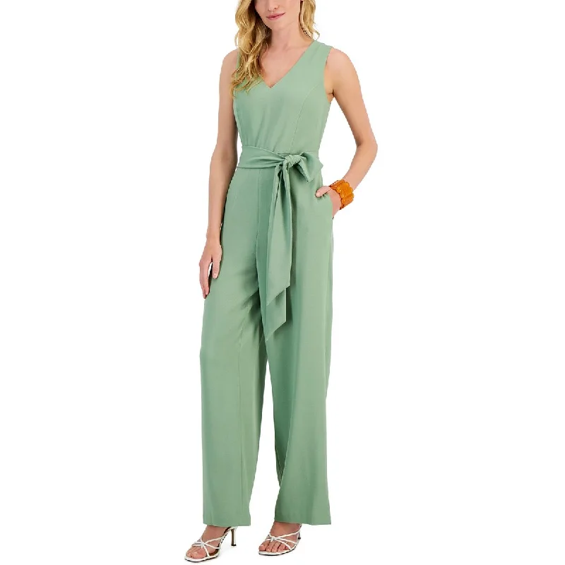 Women's Casual and Dressy Outfits Kasper Womens Belted V-Neck Jumpsuit