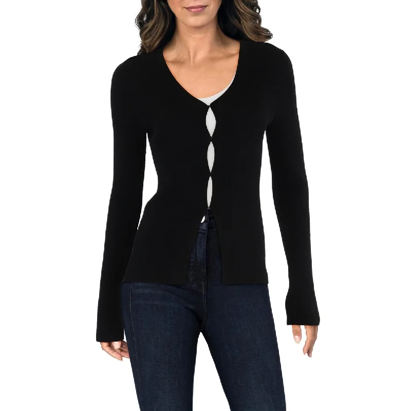 Urban Femme Streetwear Womens V Neck Long Sleeve Cardigan Sweater