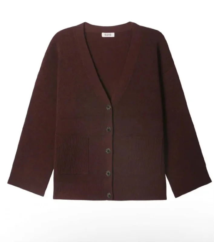 Top Deals Jolie V Neck Cardigan In Bitter Chocolate