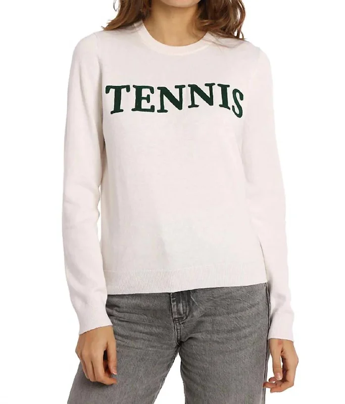 Athleisure Wear Sport Crew Neck Sweater In Tennis White