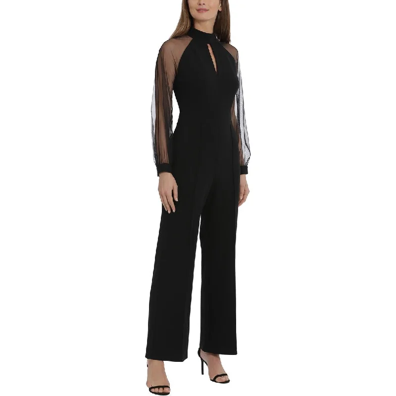 Fashion Forward Maggy London Womens Mesh Sleeve Keyhole Jumpsuit