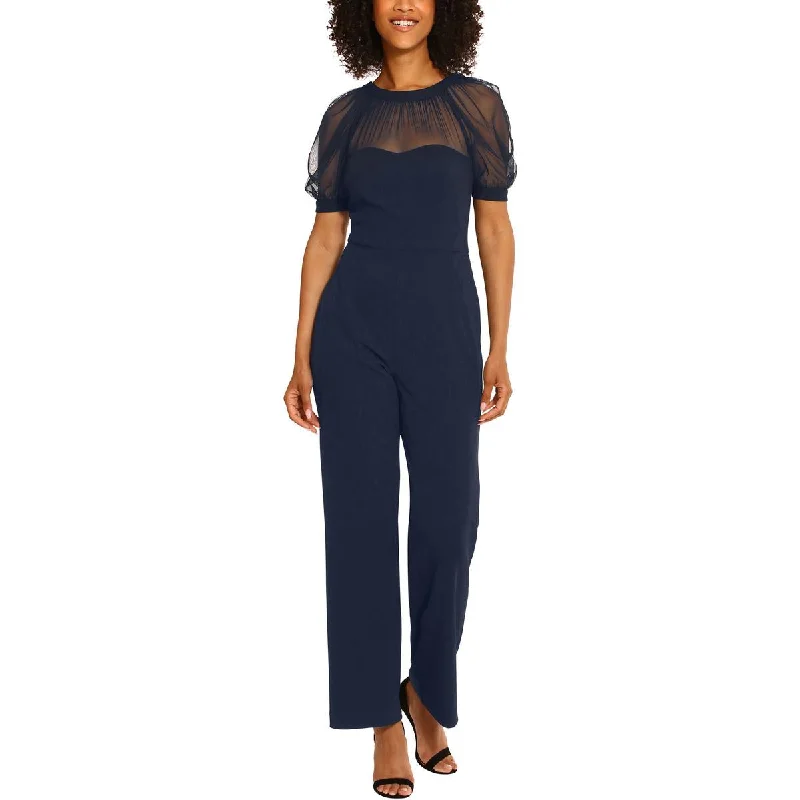 Fashion Sale Maggy London Womens Mesh Puff Sleeve Jumpsuit