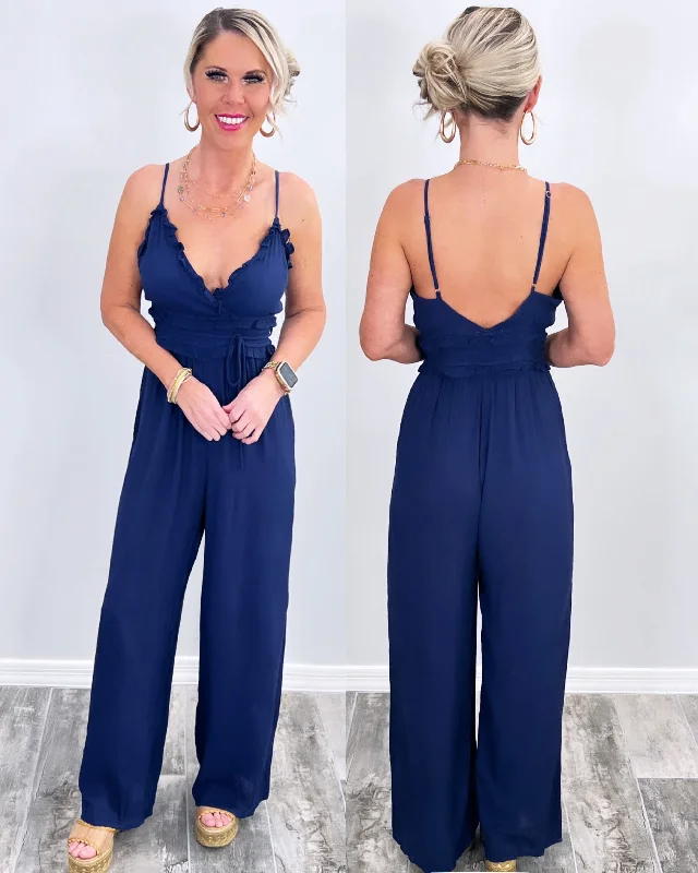 Style Versatile Women's Collection Paradise Haven Jumpsuit - Navy