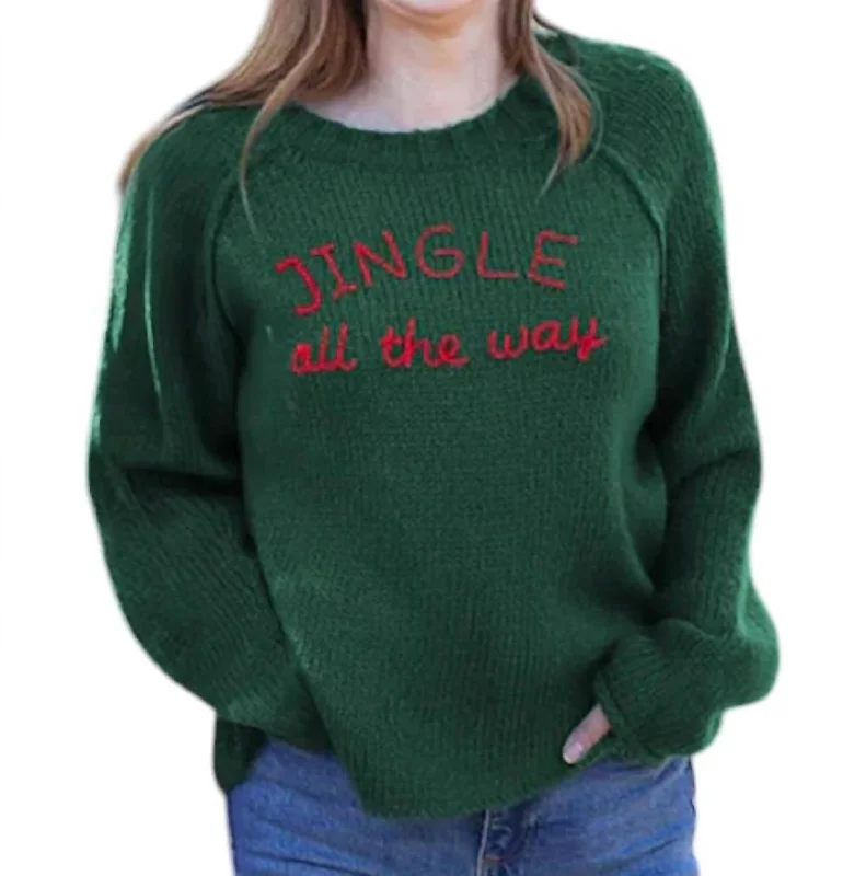 Comfortable Chic Jingle Raglan Sweater In Kale Green