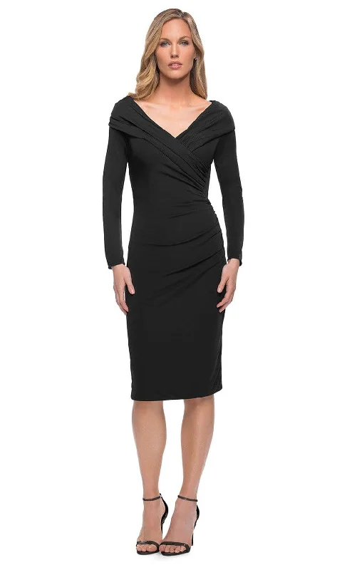 Women's Formal Wear La Femme - 29746 Fitted Bod Sheath Midi Dress