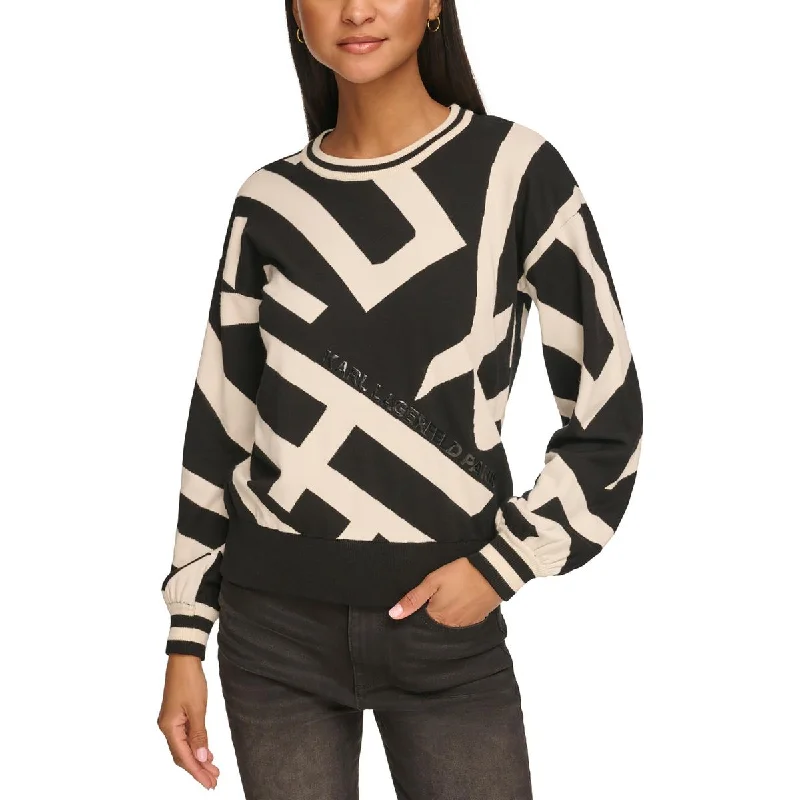 Weekend Exclusive Womens Printed Logo Crewneck Sweater