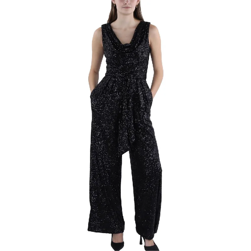 Weekend Sale Vince Camuto Womens Sequin Cowl Neck Jumpsuit