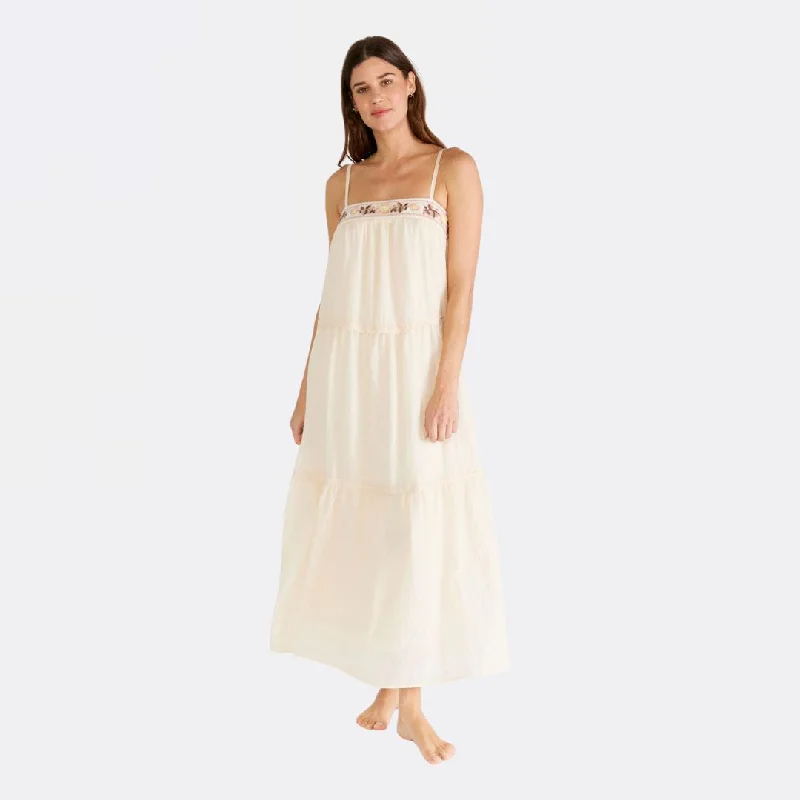 Limited Time Offer Embroidered Square Neck Tiered Maxi Dress (Light Peach)