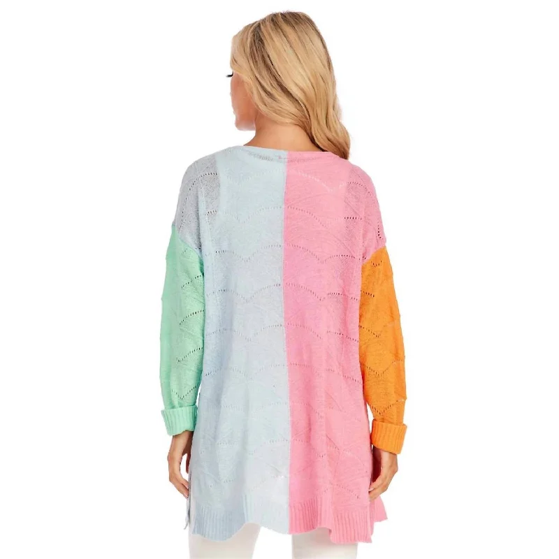 Modern Women's Apparel Parker Pastel Colorblock Cardigan In Multi