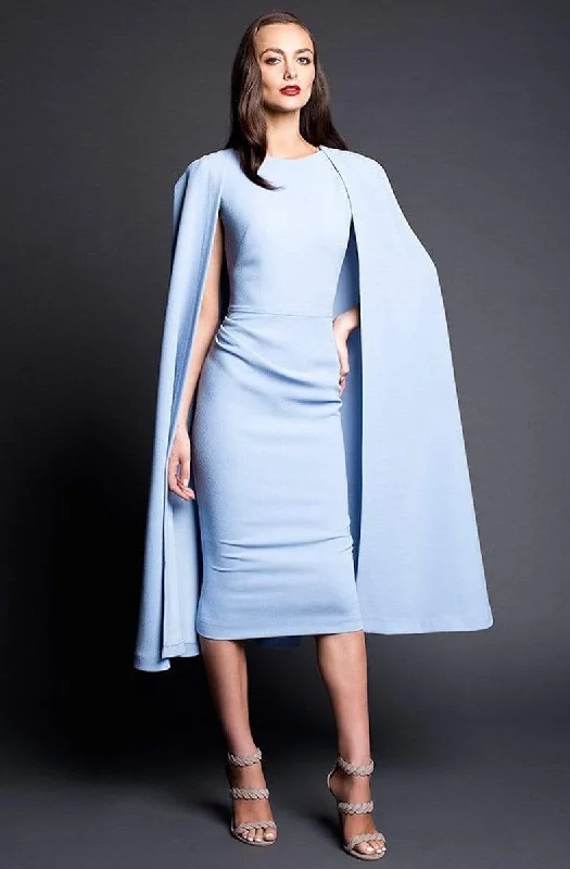 New Arrival Discount Nicole Bakti - 659 Cape Sleeve Knee Length Sheath Dress