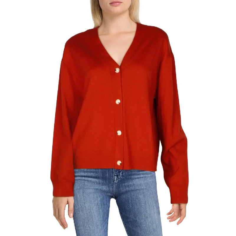 Limited Time Offer Womens V-Neck Ribbed Button-Up