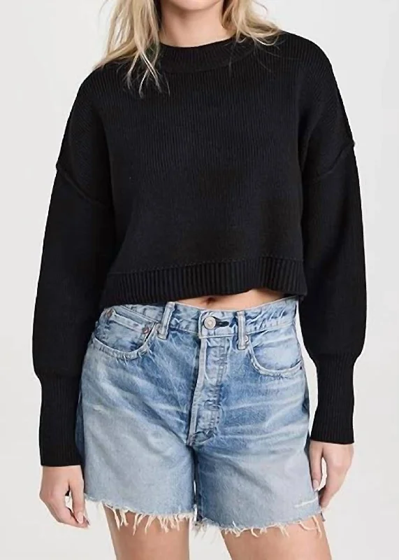 Huge Markdowns Easy Street Crop Pullover Sweater In Black