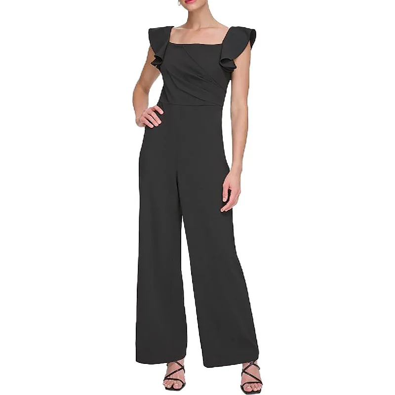 Sale Clothes Online DKNY Womens Square Neck Flutter Sleeve Jumpsuit