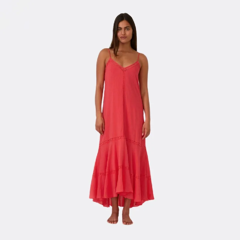 Clearance Sale, All Cheap Sleeveless High-Low Lace Maxi Dress (Hibiscus)