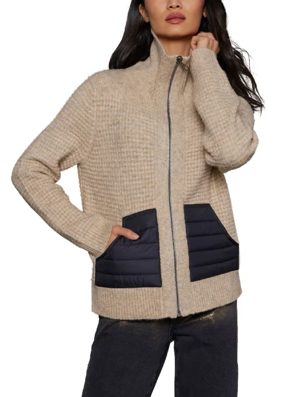 Relaxed Fit Women's Fashion Deep Pockets Sweater In Oat