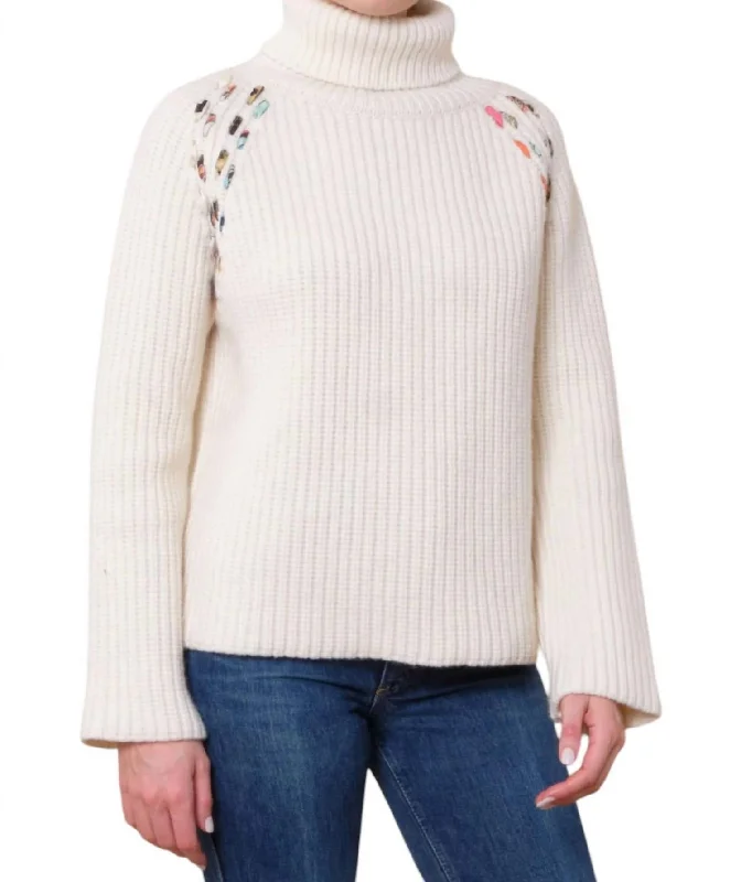 Effortless Chic for Women Hemingway Turtleneck Sweater In Panna