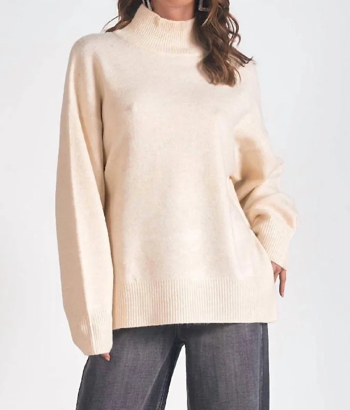 Outlet Clothing Melanie Mock Turtleneck Sweater In Ivory