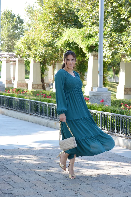 Holiday Gift Guide Sale Addilyn Emerald Smocked Maxi Dress